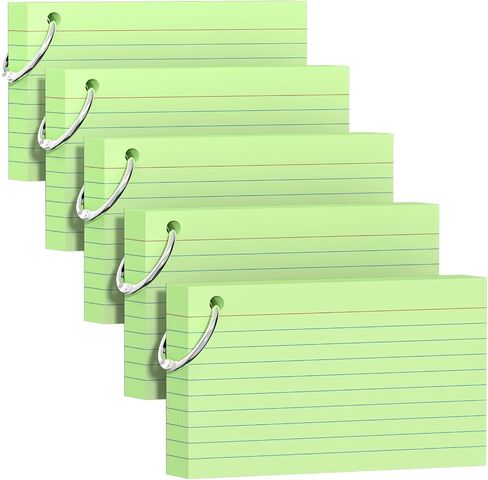 3x5 Inch Index Cards with Key Ring, 6 Color Assortment (50 Sheets Each), Durable & Portable Note Taking for Students, Teachers, Professionals, 300 Count, Study Note Cards for Office, Home School in Kuwait