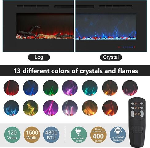 VECELO Fireplace TV Stand for Televisions up to 75" with 3D Flame/13 Colors, Modern Media Entertainment Center Console Table with LED Lights 3 Tier Transparent Storage Shelves, for Living Room, White in Kuwait