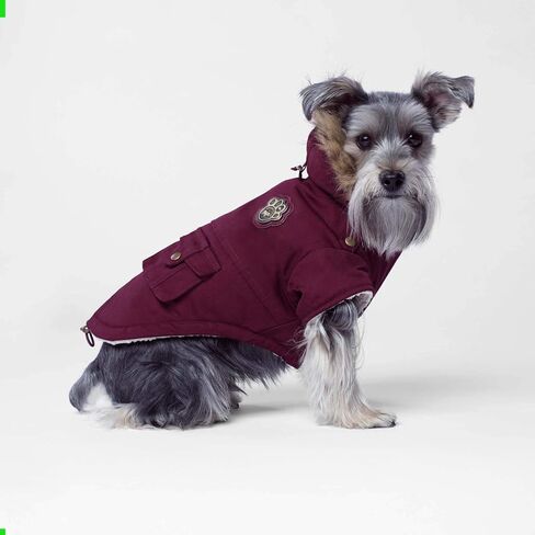 Canada Pooch Winter Dog Coat Water-Resistant Insulated Dog Jacket Faux-Fur Trim Dog Parka Coat for Dogs - Army Green, Size 10 in Saudi Arabia