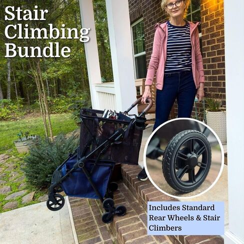 Personal Luxury Folding Shopping Cart with Stair Climbing Wheels – Lightweight Aluminum Frame – Removable Shopping Bag with Carry Strap & Lower Storage 75Lbs Capacity (Shadow v2 Stair Wheels) in Saudi Arabia