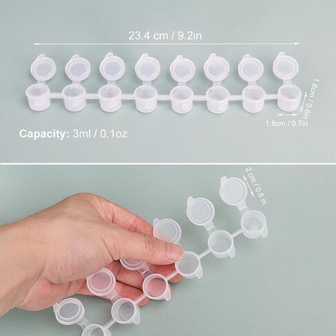 1200 Pieces 0.17oz Empty Paint Pot, 150 Strips Acrylic Mini Paint Pots Strips Storage with Lids for for Art, Outdoor Sketching, and Art Festivals Art Festivals in Saudi Arabia