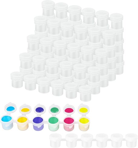 1200 Pieces 0.17oz Empty Paint Pot, 150 Strips Acrylic Mini Paint Pots Strips Storage with Lids for for Art, Outdoor Sketching, and Art Festivals Art Festivals in Saudi Arabia