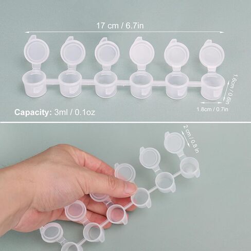 1200 Pieces 0.17oz Empty Paint Pot, 150 Strips Acrylic Mini Paint Pots Strips Storage with Lids for for Art, Outdoor Sketching, and Art Festivals Art Festivals in Saudi Arabia