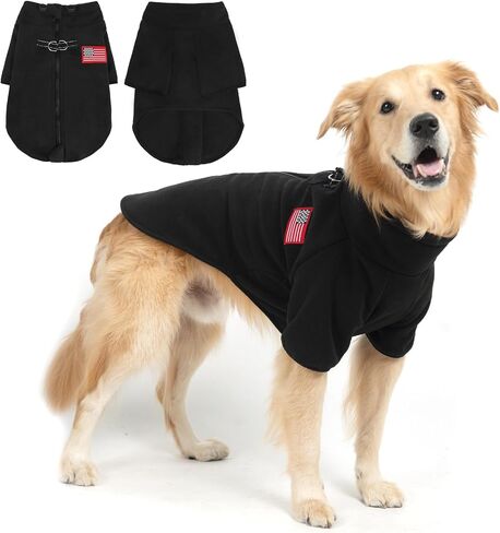EXPAWLORER Fleece Dog Sweater with Dual D Ring, Adjustable Warm Dog Jacket, Dog Cold Weather Clothes, Winter Coat for Small Medium Large Dogs Boys Girls in Saudi Arabia