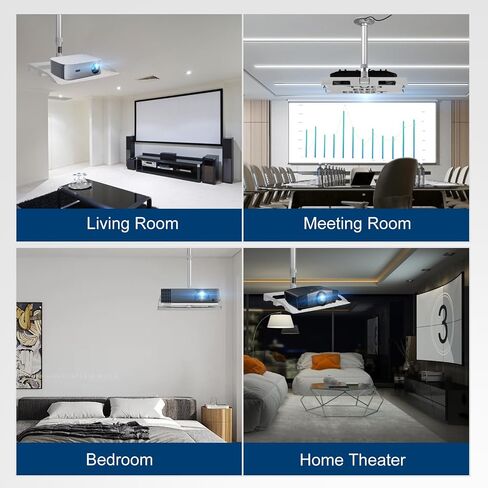 2-Be-Best Projector Ceiling Mount with Tray, 14.4-23.6IN / 37-60CM Height Adjustable Projector Tray Mount 360° Rotation Ceiling Projectors Mount Universal Projectors Shelf Upgraded Silver in Saudi Arabia