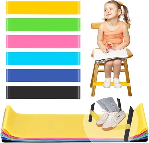6 Pack Chair Bands for Kids with Fidgety Feet, ADHD Tools for Kids, Sensory Bands for Classroom Home Chairs, Fidget Bands for Flexible Seating, Blue in Saudi Arabia