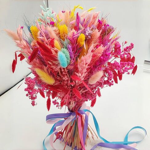 119PCS Pink Pampas Grass, Dried Flowers Bouquet Pink Flowers Preserved Flowers, Colorful Pampas Grass,Natural Dried Plants for Home Decor, Boho Floral Arrangements, Wedding Decor, Flower for Vase in Saudi Arabia