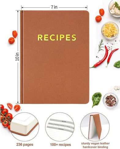 Blank Recipe Book to Write in Your Own Recipes, 6" x 9" Recipe Notebook with 236 Pages, Hardcover Recipe Journal for Family Cooking, Hold 100 Recipes in Saudi Arabia