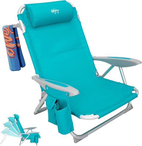 #WEJOY Folding Beach Chair for Adults, 4-Position Aluminum Lightweight Beach Chair, Low Sands Chairs with Shoulder Strap, Cup Holder and Padded Headrest, Supports 265lbs for Lawn in Saudi Arabia