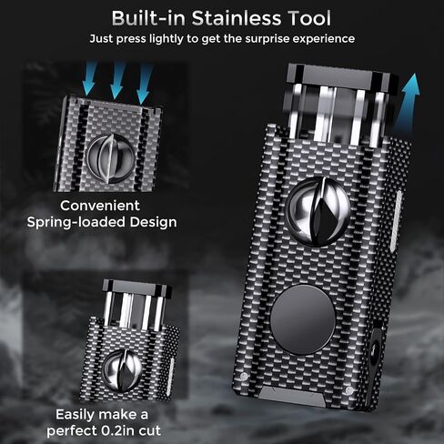 5-in-1 Torch Lighter, Built-in Multi-Functional Accessories, Punch, Draw Enhancer Tool, Holder, Triple Jet Flame, Premium Gifts for Men/Women, Butane Refillable Windproof Lighter for Candles, Travel in Kuwait