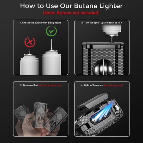 5-in-1 Torch Lighter, Built-in Multi-Functional Accessories, Punch, Draw Enhancer Tool, Holder, Triple Jet Flame, Premium Gifts for Men/Women, Butane Refillable Windproof Lighter for Candles, Travel in Kuwait