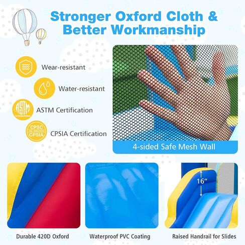 BOUNTECH Inflatable Water Slide, Bounce House Water Slide with Long Slide, Splash Pool, Climbing Wall for Outdoor, Blow up Bouncy Castle Water Slides Inflatables for Big Kids Backyard Party Gifts in Saudi Arabia