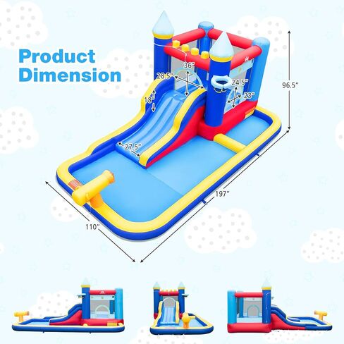 BOUNTECH Inflatable Water Slide, Bounce House Water Slide with Long Slide, Splash Pool, Climbing Wall for Outdoor, Blow up Bouncy Castle Water Slides Inflatables for Big Kids Backyard Party Gifts in Saudi Arabia