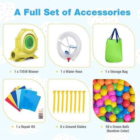 BOUNTECH Inflatable Water Slide, Bounce House Water Slide with Long Slide, Splash Pool, Climbing Wall for Outdoor, Blow up Bouncy Castle Water Slides Inflatables for Big Kids Backyard Party Gifts in Saudi Arabia