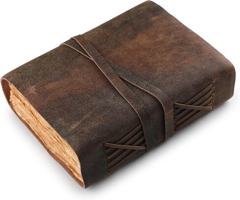 Fausta Handcrafted Leather Journal with Antique Brass Key Lock for Writing, 240 Pages (7 x 5 In) | Vintage Deckle Edge Cotton Paper Travel Journal (150 GSM) | Brown Sketchbook for Drawing, Ideal Gift for Men & Women in Saudi Arabia