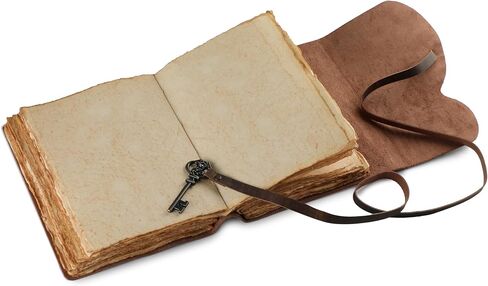 Fausta Handcrafted Leather Journal with Antique Brass Key Lock for Writing, 240 Pages (7 x 5 In) | Vintage Deckle Edge Cotton Paper Travel Journal (150 GSM) | Brown Sketchbook for Drawing, Ideal Gift for Men & Women in Saudi Arabia
