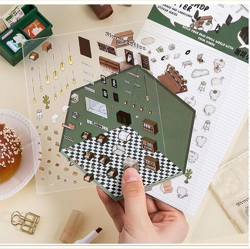 DIY 3D House Stickers, 4 Sets 3D Sticker Scene Miniature Scene Stickers, Cute 3D Korean Cartoon Scene Sticker for Adults Kids, Make Your Own Stickers, Fun Room Sticker Book in Saudi Arabia