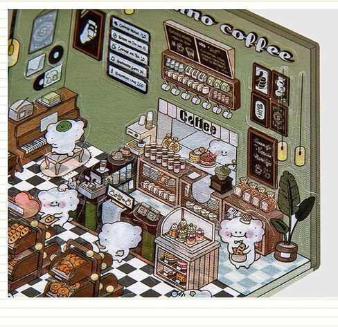 DIY 3D House Stickers, 4 Sets 3D Sticker Scene Miniature Scene Stickers, Cute 3D Korean Cartoon Scene Sticker for Adults Kids, Make Your Own Stickers, Fun Room Sticker Book in Saudi Arabia