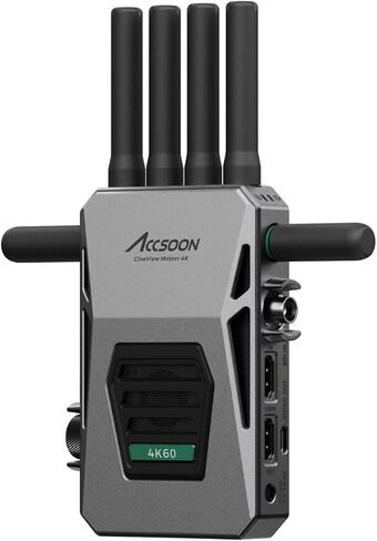 ACCSOON CineView Master 4k Wireless Video Transmission System Transmitter&Receiver 2.4+5Ghz+6GHz Tri-Band Transmission 604k Resolution 25 ms Latency 8202ft Range 1 Wired + 4 Wireless Connections in Saudi Arabia
