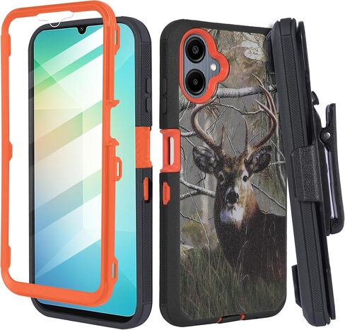 Compatible for Samsung Galaxy A06 Case, Shockproof Heavy Duty Rugged Phone Cover with Belt Clip Holster, Built in Screen Protector (Buck) in Saudi Arabia