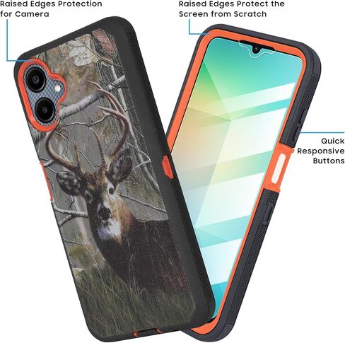 Compatible for Samsung Galaxy A06 Case, Shockproof Heavy Duty Rugged Phone Cover with Belt Clip Holster, Built in Screen Protector (Buck) in Saudi Arabia