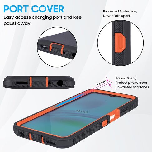 Compatible for Samsung Galaxy A06 Case, Shockproof Heavy Duty Rugged Phone Cover with Belt Clip Holster, Built in Screen Protector (Buck) in Saudi Arabia