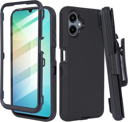 Compatible for Samsung Galaxy A06 Case, Shockproof Heavy Duty Rugged Phone Cover with Belt Clip Holster, Built in Screen Protector (Buck) in Saudi Arabia