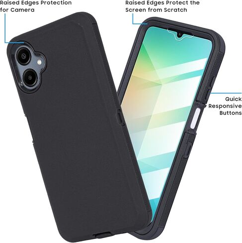 Compatible for Samsung Galaxy A06 Case, Shockproof Heavy Duty Rugged Phone Cover with Belt Clip Holster, Built in Screen Protector (Buck) in Saudi Arabia