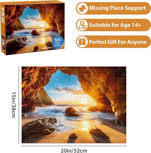 Puzzles for Adults 500 Piece Puzzle Hawaiian Sunset Beach Jigsaw Puzzle, Art Home Decor DIY Funny Parent-Child Game Toy Challenging Puzzle Gift for Mom, Wife, Friend, Finished Puzzle Size is 21 x 15 in Saudi Arabia