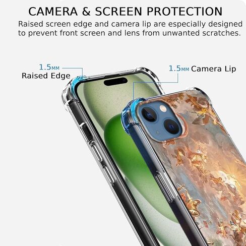 Case for iPhone 15 with Dancing Frog Design,Cute Hippie Positive Animal Pattern,Clear Soft TPU Bumper Case,6.1"(Frog,15) in Kuwait