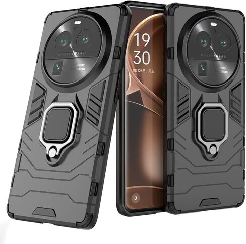 Magnet Case for Oppo Find X6 Pro Shockproof Hard Phone Cover with Grip, Metal Ring Kickstand Bumper Shell [Compatible with Magnetic Car Mount] (Black) in Kuwait