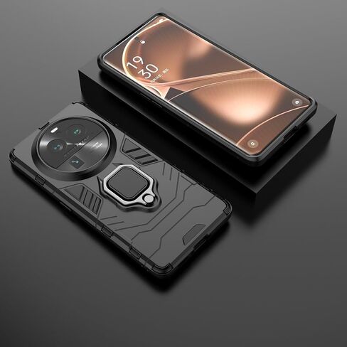 Magnet Case for Oppo Find X6 Pro Shockproof Hard Phone Cover with Grip, Metal Ring Kickstand Bumper Shell [Compatible with Magnetic Car Mount] (Black) in Kuwait