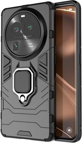 Magnet Case for Oppo Find X6 Pro Shockproof Hard Phone Cover with Grip, Metal Ring Kickstand Bumper Shell [Compatible with Magnetic Car Mount] (Black) in Kuwait
