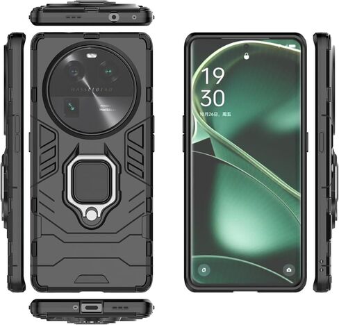 Magnet Case for Oppo Find X6 Pro Shockproof Hard Phone Cover with Grip, Metal Ring Kickstand Bumper Shell [Compatible with Magnetic Car Mount] (Black) in Kuwait