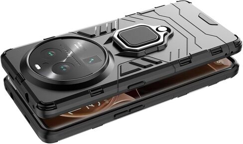 Magnet Case for Oppo Find X6 Pro Shockproof Hard Phone Cover with Grip, Metal Ring Kickstand Bumper Shell [Compatible with Magnetic Car Mount] (Black) in Kuwait
