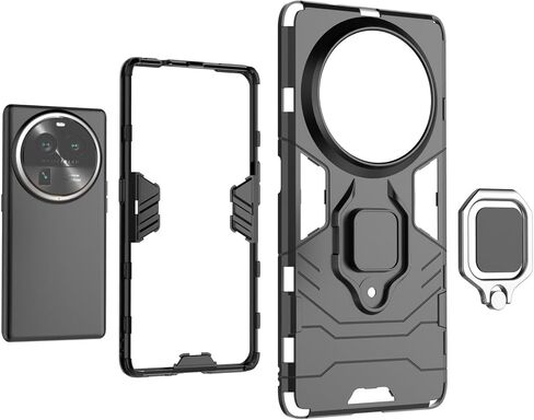 Magnet Case for Oppo Find X6 Pro Shockproof Hard Phone Cover with Grip, Metal Ring Kickstand Bumper Shell [Compatible with Magnetic Car Mount] (Black) in Kuwait