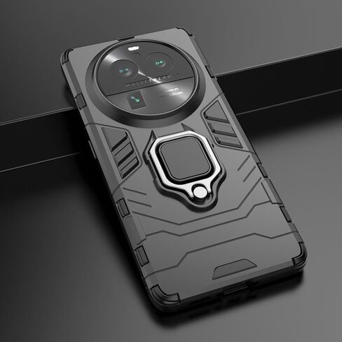 Magnet Case for Oppo Find X6 Pro Shockproof Hard Phone Cover with Grip, Metal Ring Kickstand Bumper Shell [Compatible with Magnetic Car Mount] (Black) in Kuwait