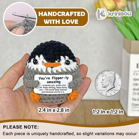 Positive Crochet Animals - Emotional Uplifting Support Penguin, Encouragement Stress Relief Gifts for Women, Inspirational Comfort Gifts for Friends in Saudi Arabia