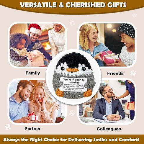 Positive Crochet Animals - Emotional Uplifting Support Penguin, Encouragement Stress Relief Gifts for Women, Inspirational Comfort Gifts for Friends in Saudi Arabia