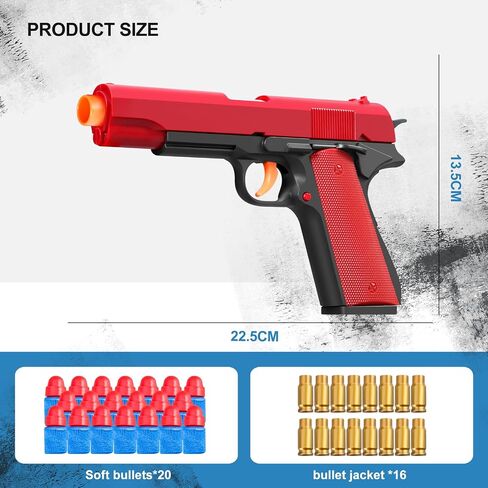 Soft Bullet Toys Gun Realistic Shell Ejecting Gun Pistol Foam Fake Dart Adult Stress Shot Under 10 Dollars Gift Ages14+ Years Old (Black) in Saudi Arabia