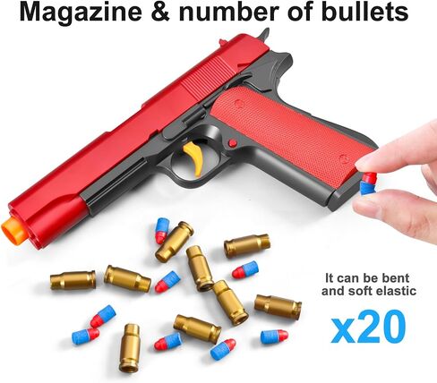 Soft Bullet Toys Gun Realistic Shell Ejecting Gun Pistol Foam Fake Dart Adult Stress Shot Under 10 Dollars Gift Ages14+ Years Old (Black) in Saudi Arabia