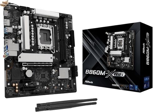 ASRock B860M X WiFi 6E DDR5 up to 9066+ (OC) MHz 128GB M.2 B860 LGA1851 Micro ATX Motherboard Intel Core Ultra(Series 2) BIOS Flashback SATA3 6.0 Gb/s PCIe 4.0 x16 Realtek 2.5G LAN 7 x USB 3.2 in Saudi Arabia