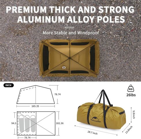 Naturehike Dune Hot Tent with Stove Jack,Double Layer 4 Season Tent,Waterproof 2-3 Person Tents for Camping in Saudi Arabia