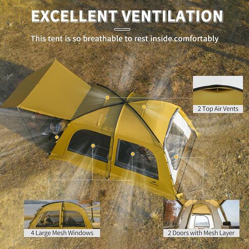 Naturehike Dune Hot Tent with Stove Jack,Double Layer 4 Season Tent,Waterproof 2-3 Person Tents for Camping in Saudi Arabia
