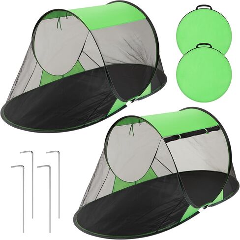 2 Pcs Pop up Mosquito Tent for Camping One Person Bug Net Pop up Screen Tents Foldable Portable Waterproof Freestanding Insect Net for Summer Camp Bed Camping Cot Outdoor(Green) in Kuwait