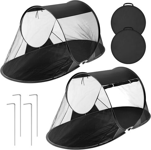 2 Pcs Pop up Mosquito Tent for Camping One Person Bug Net Pop up Screen Tents Foldable Portable Waterproof Freestanding Insect Net for Summer Camp Bed Camping Cot Outdoor(Green) in Kuwait