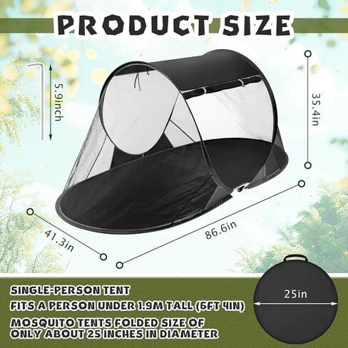 2 Pcs Pop up Mosquito Tent for Camping One Person Bug Net Pop up Screen Tents Foldable Portable Waterproof Freestanding Insect Net for Summer Camp Bed Camping Cot Outdoor(Green) in Kuwait
