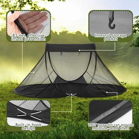 2 Pcs Pop up Mosquito Tent for Camping One Person Bug Net Pop up Screen Tents Foldable Portable Waterproof Freestanding Insect Net for Summer Camp Bed Camping Cot Outdoor(Green) in Kuwait