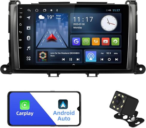 4+64G Android 13 Double Din Car Stereo for Toyota Sienna 2011-2014 with 9 Inch Touchscreen Radio Built-in Wireless Carplay/Android Auto/GPS/Bluetooth/FM/AUX-in/Steering Wheel Controls/Backup Camera in Kuwait