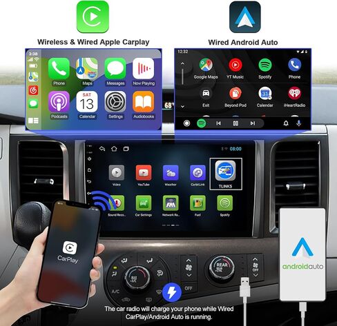 4+64G Android 13 Double Din Car Stereo for Toyota Sienna 2011-2014 with 9 Inch Touchscreen Radio Built-in Wireless Carplay/Android Auto/GPS/Bluetooth/FM/AUX-in/Steering Wheel Controls/Backup Camera in Kuwait